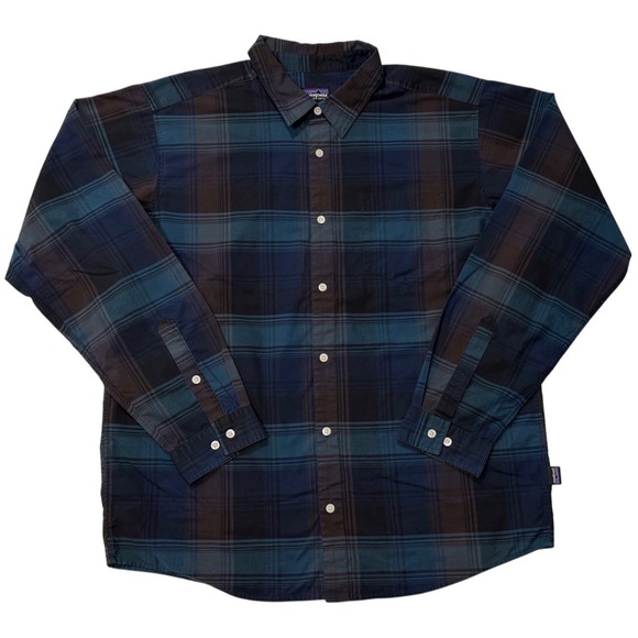 Patagonia Organic Cotton Plaid Long Sleeve Button Up Shirt Men's - Large